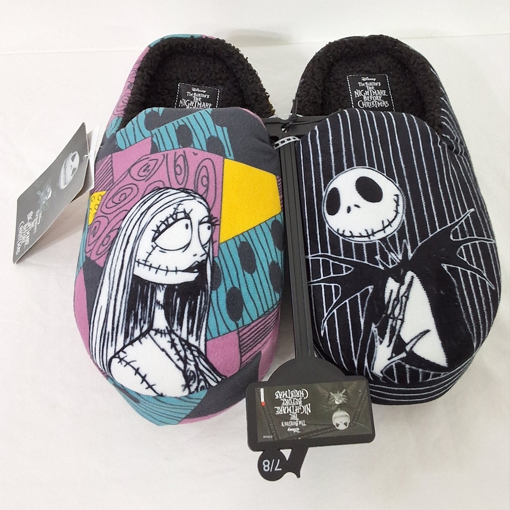 NWT Disney The Nightmare Before Christmas Jack & Sally Women's Slippers,Size 7/8